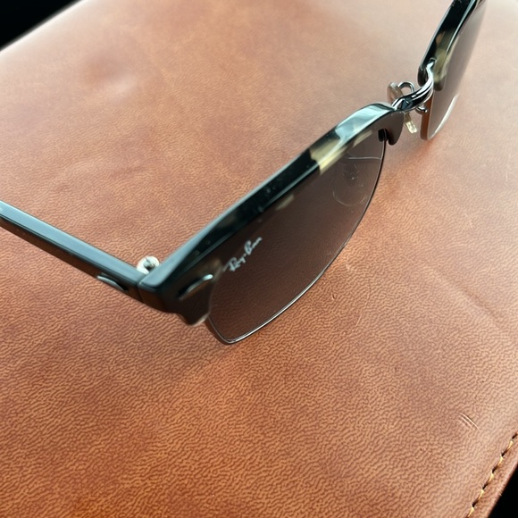 TORTOISE-SILVER BROWLINE RETRO-VINTAGE SQUARE POLARIZED SUNGLASSES w GRAY LENSES - Picture 3 of 6